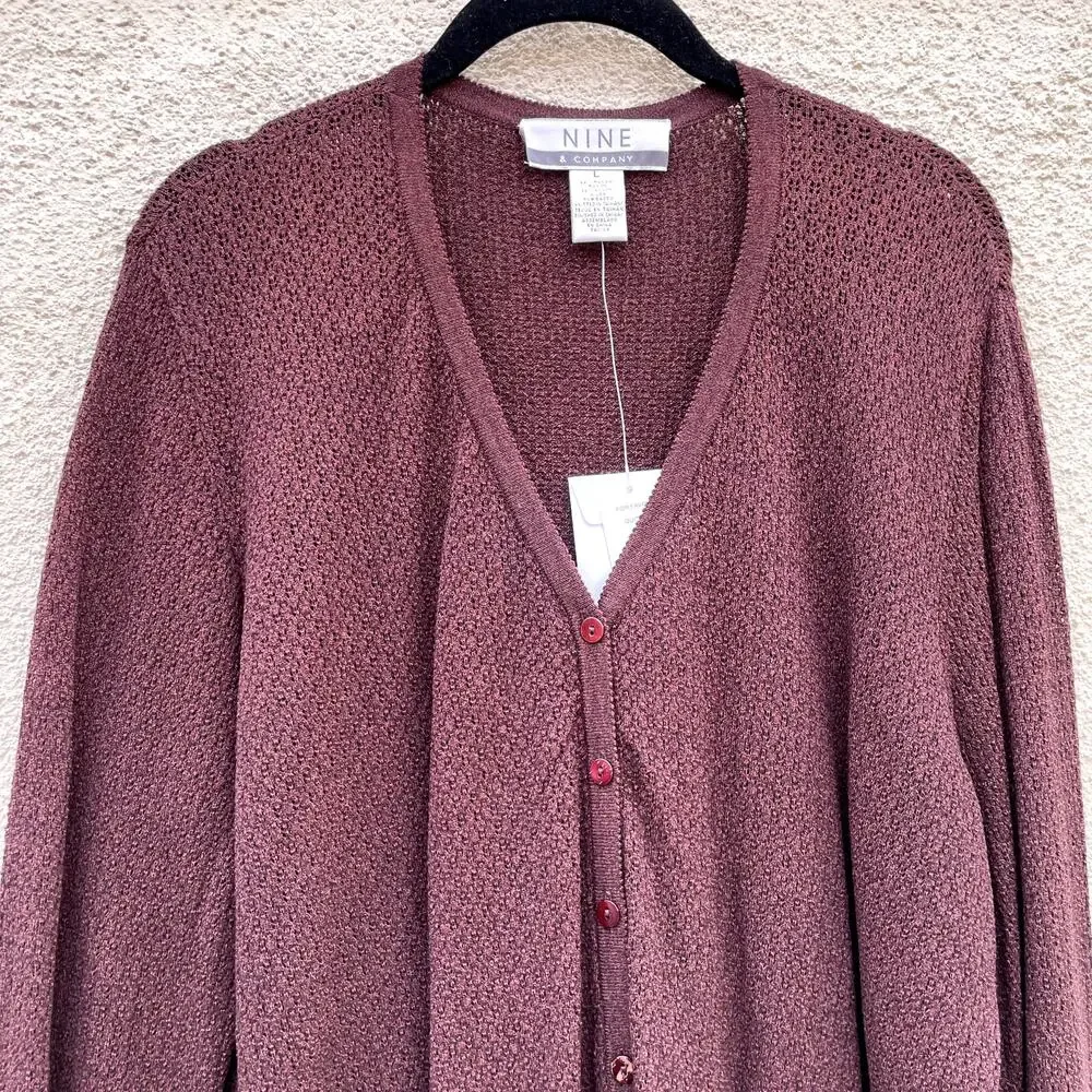 New Vintage Old Stock Nine & Co Grandpa Cardigan Raisin L Academia